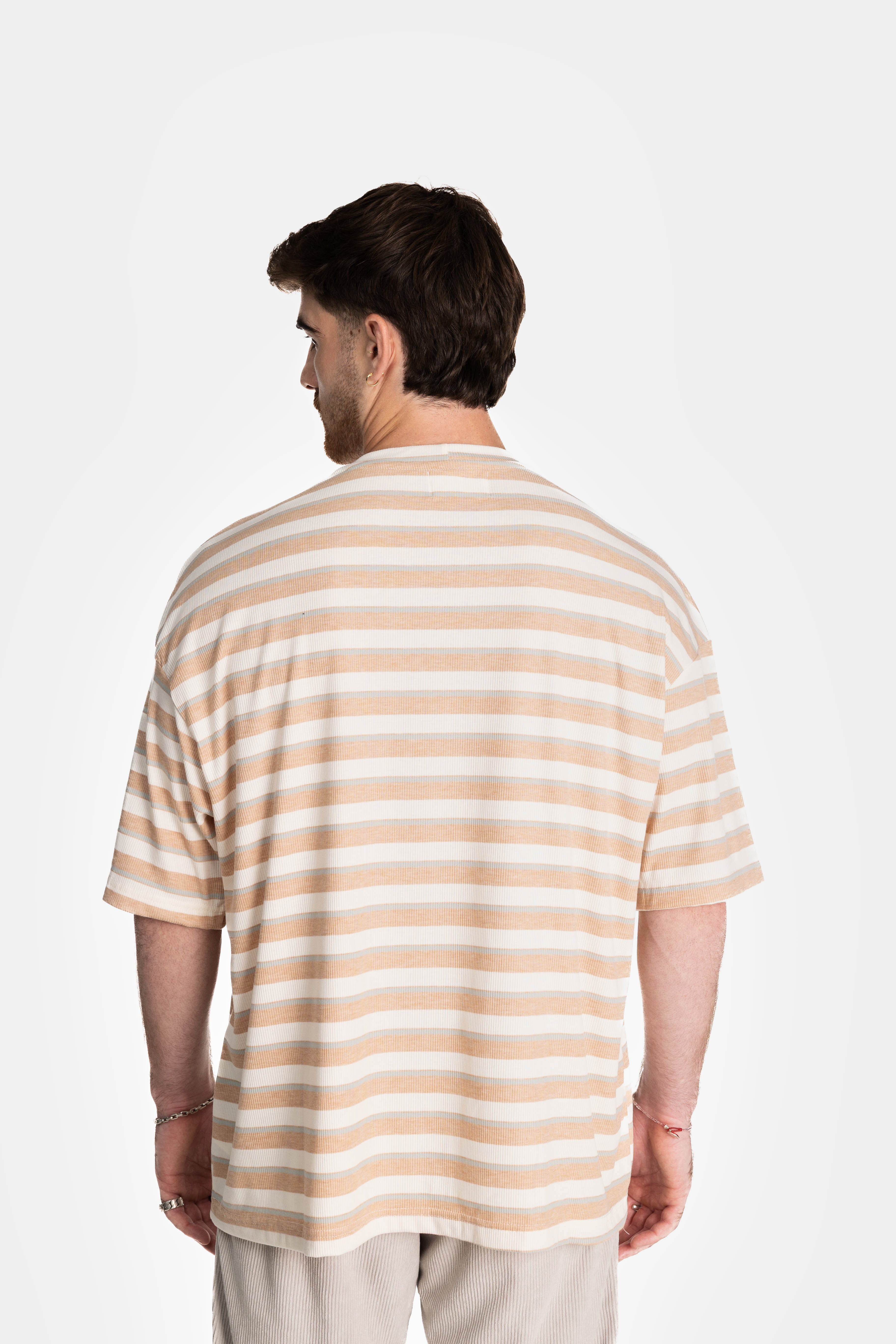 Peach Stripes Oversized  T