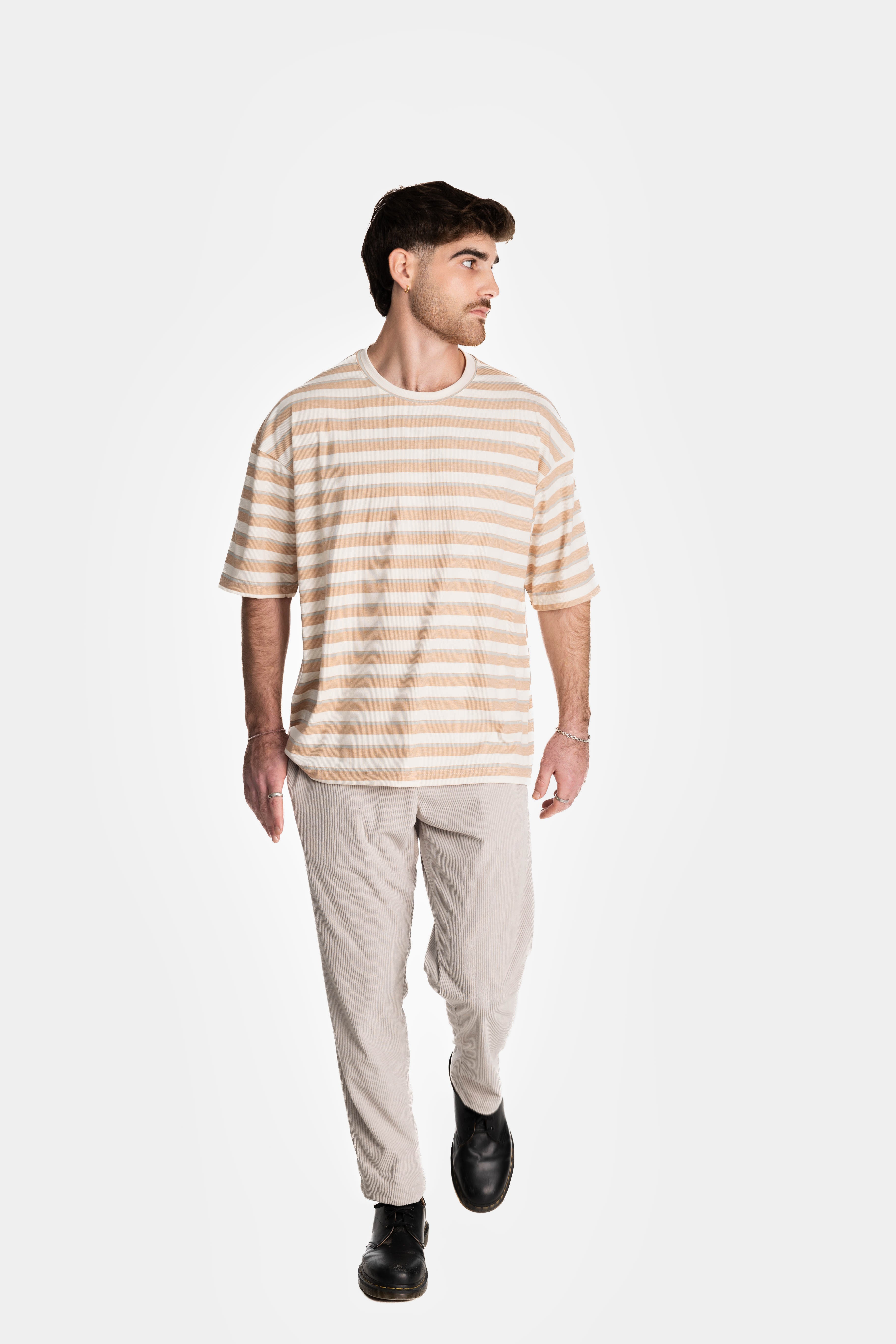Peach Stripes Oversized  T