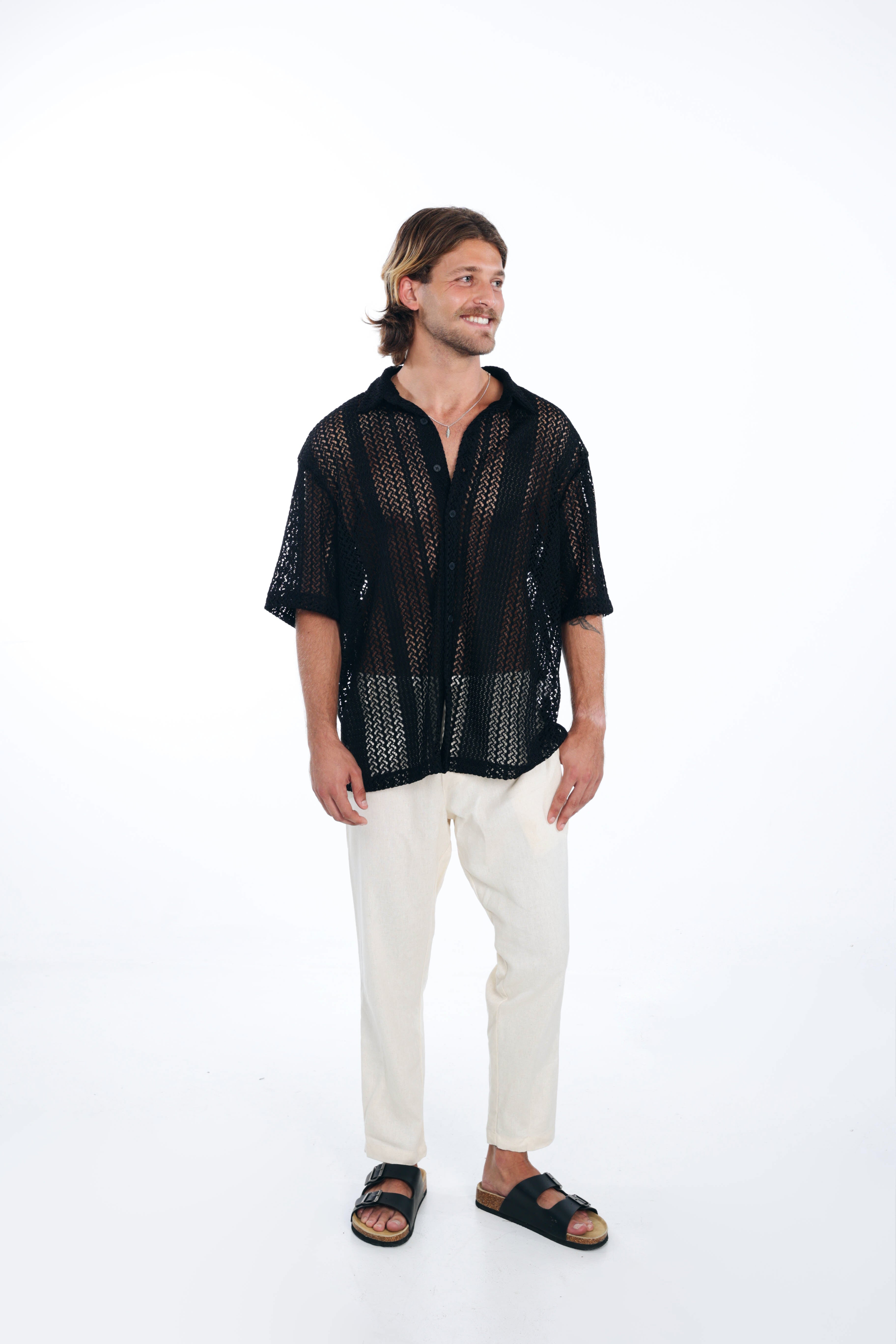 Black Knit Oversized Shirt