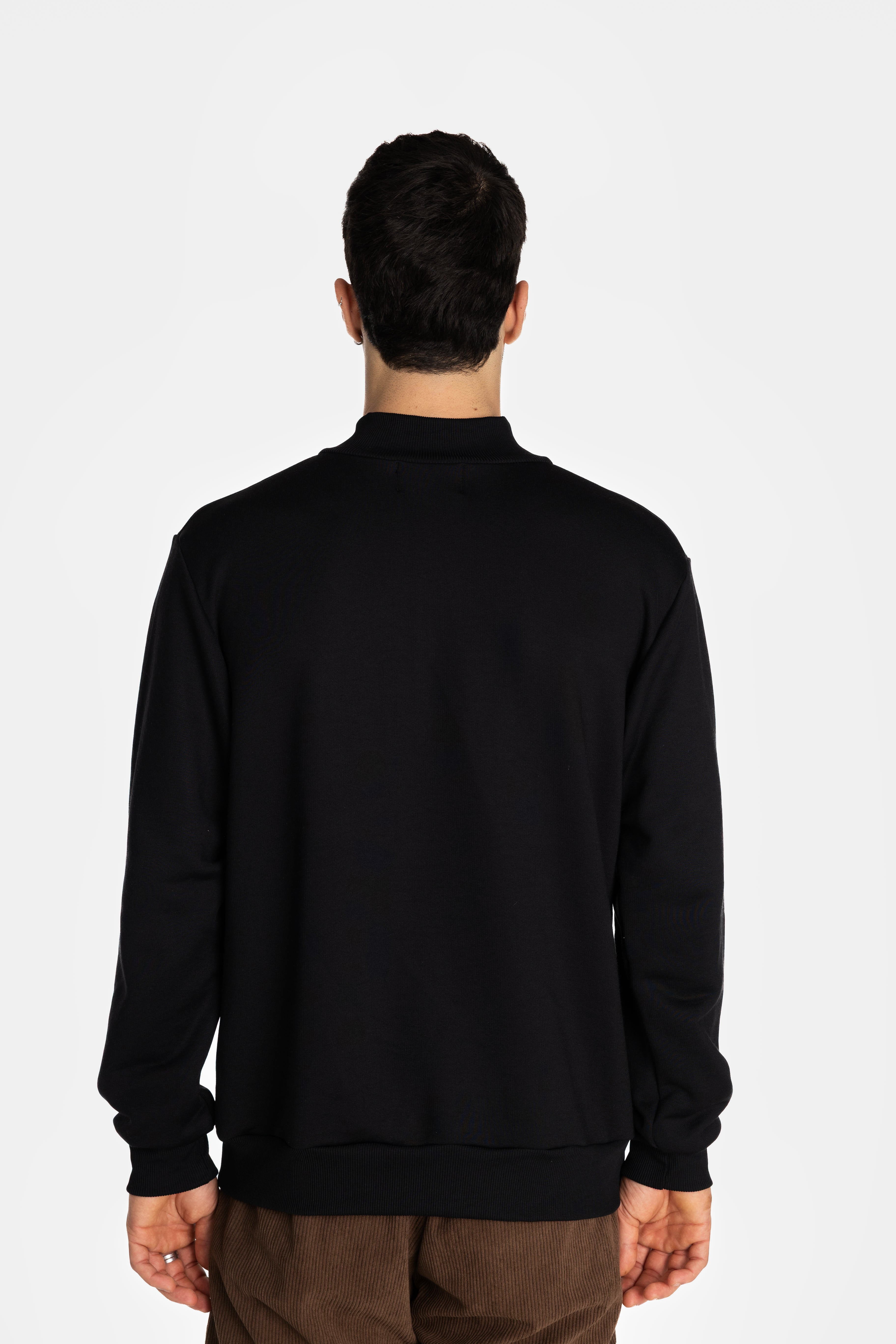 Black Fitted Half Zip Sweatshirt