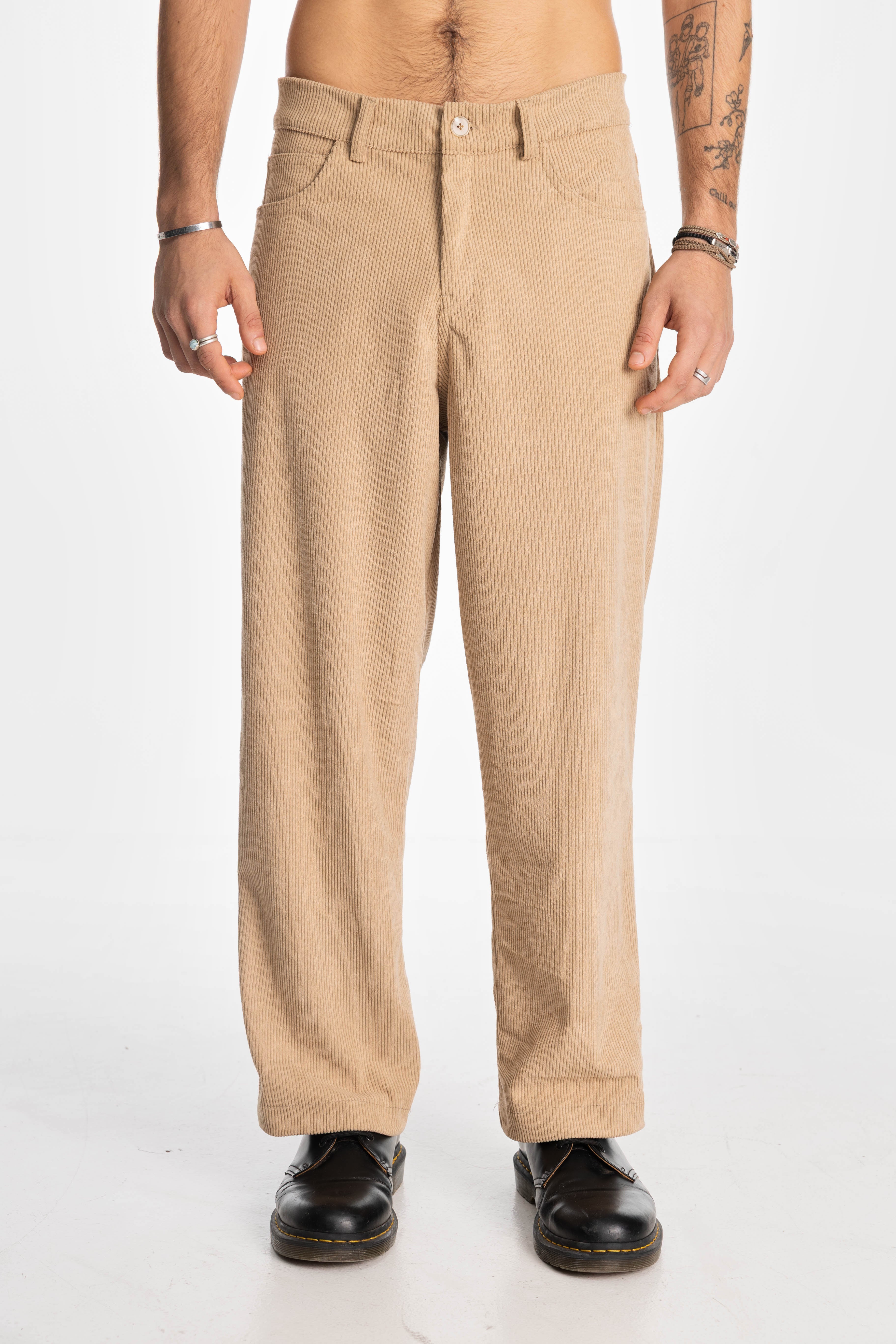 Camel Wide Leg Corduroy Pants