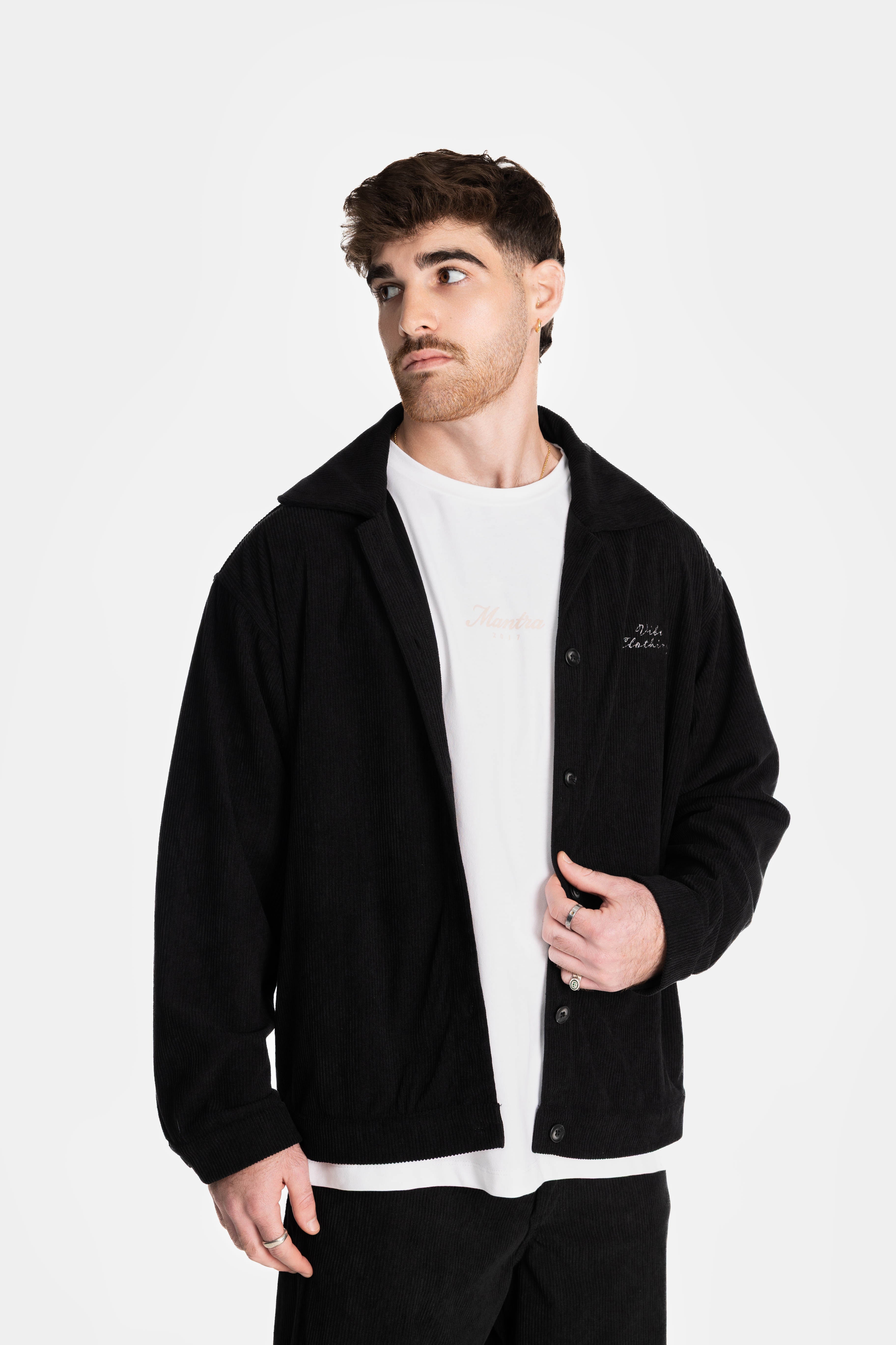 Black Loose Corduroy Jacket