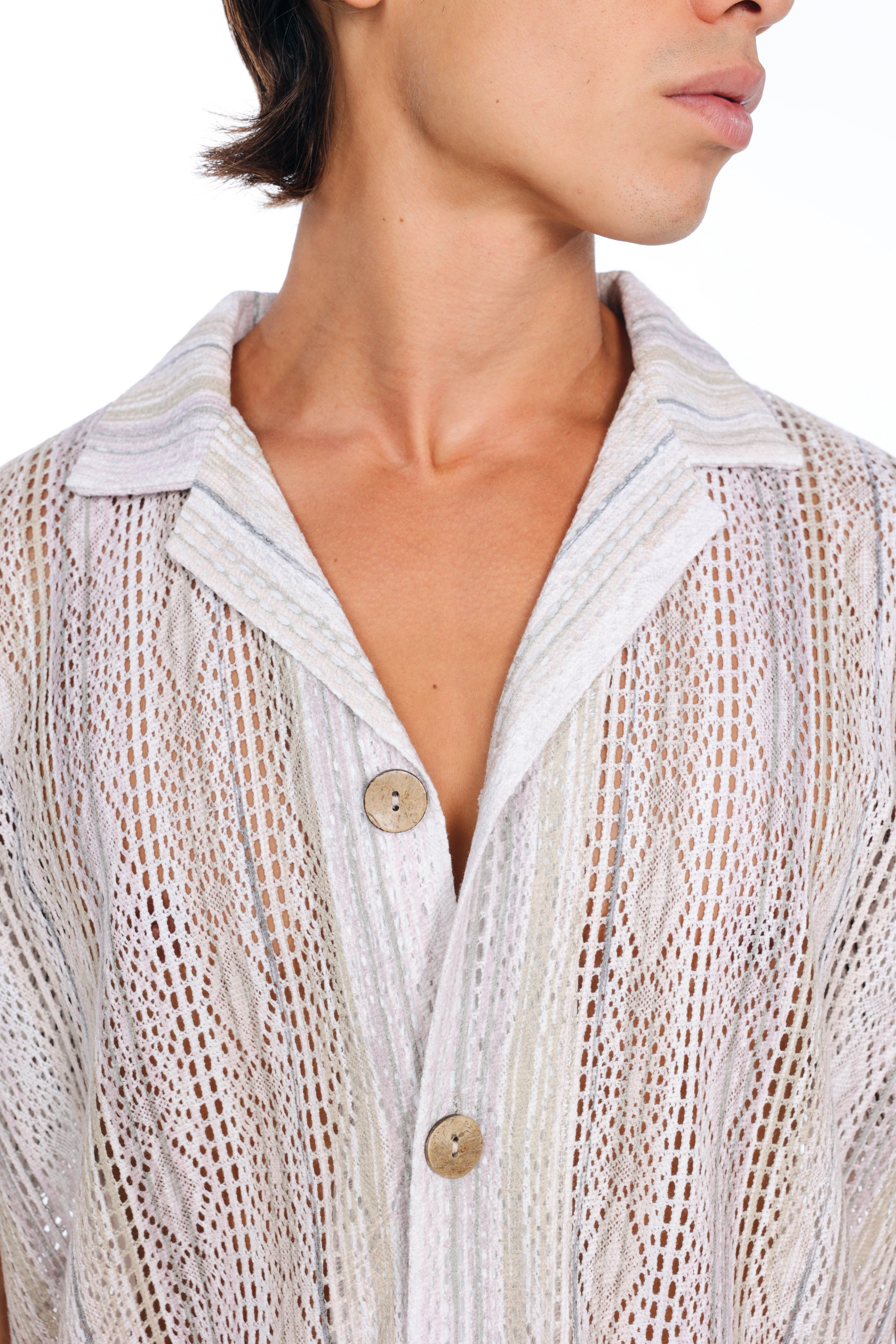 Multi Color Pink Knit Oversized Shirt