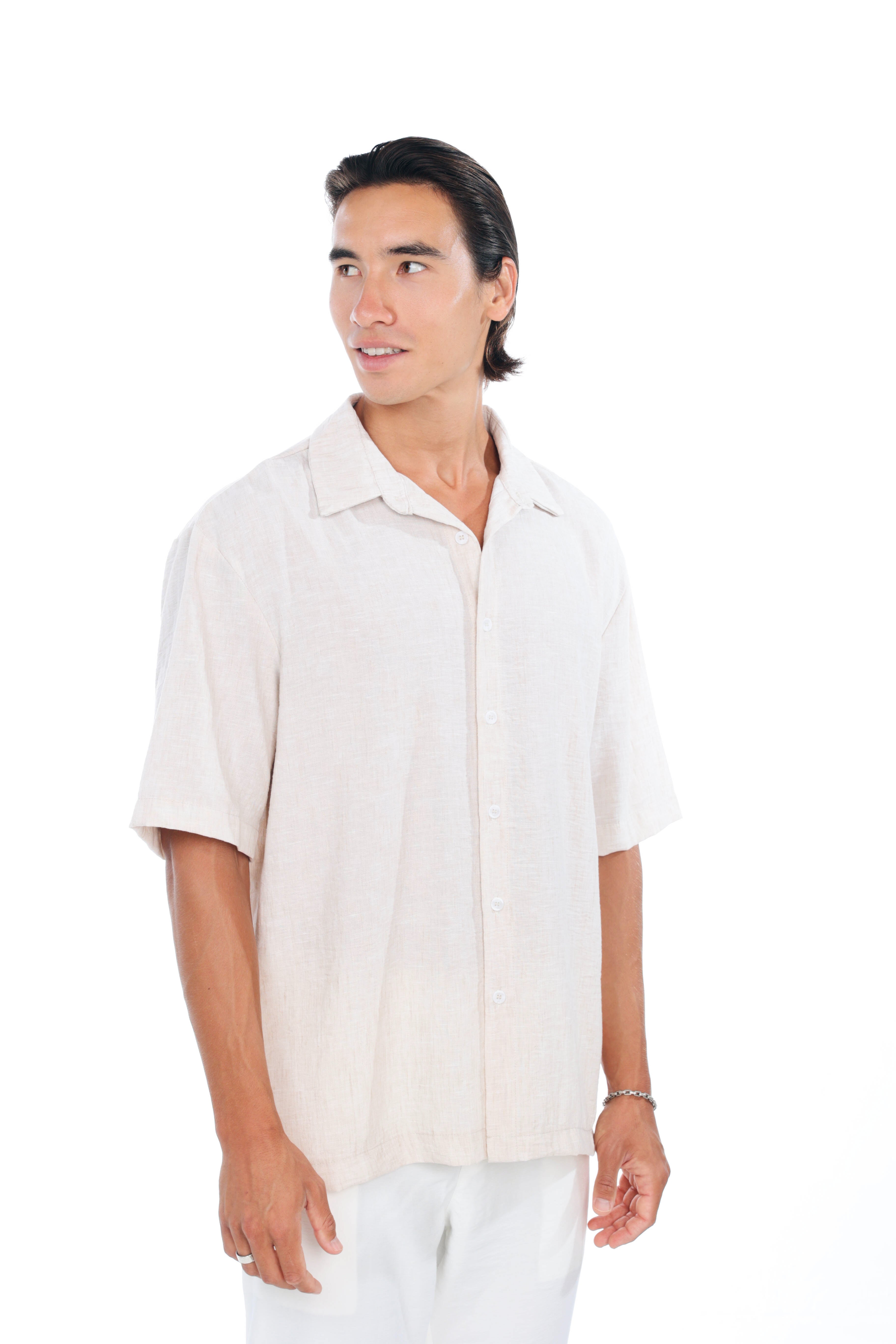 Cream Linen Oversized Shirt