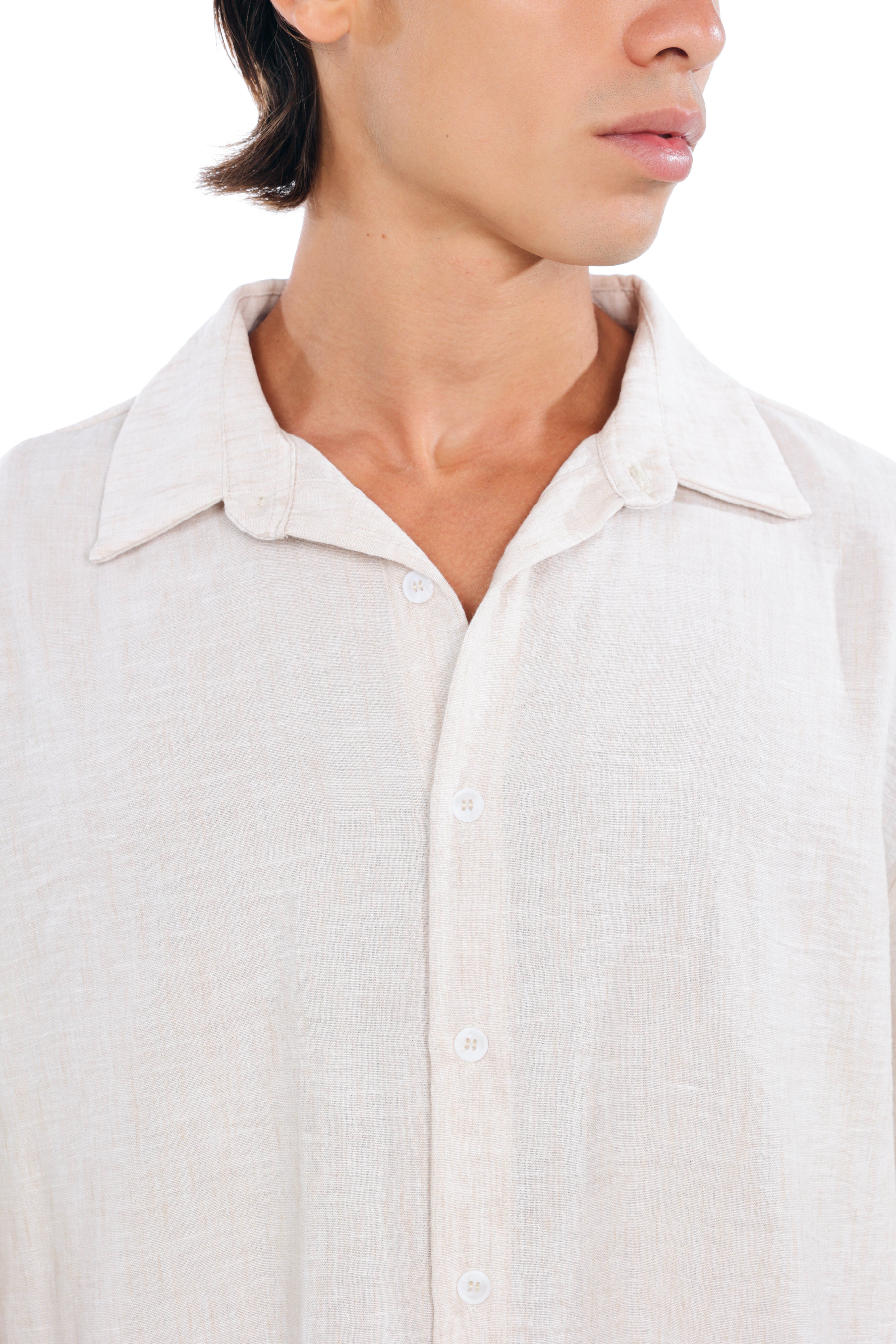 Cream Linen Oversized Shirt