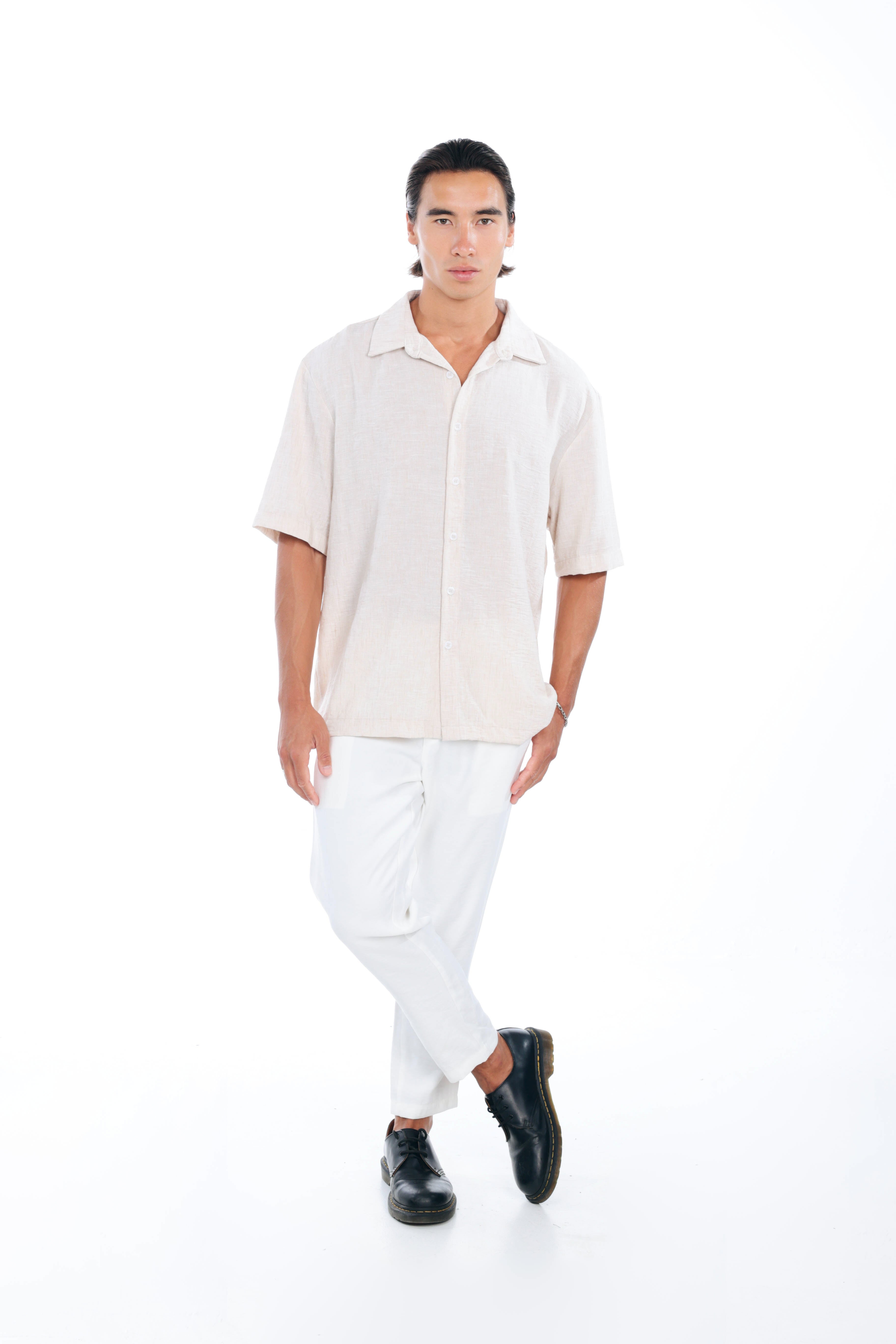 Cream Linen Oversized Shirt