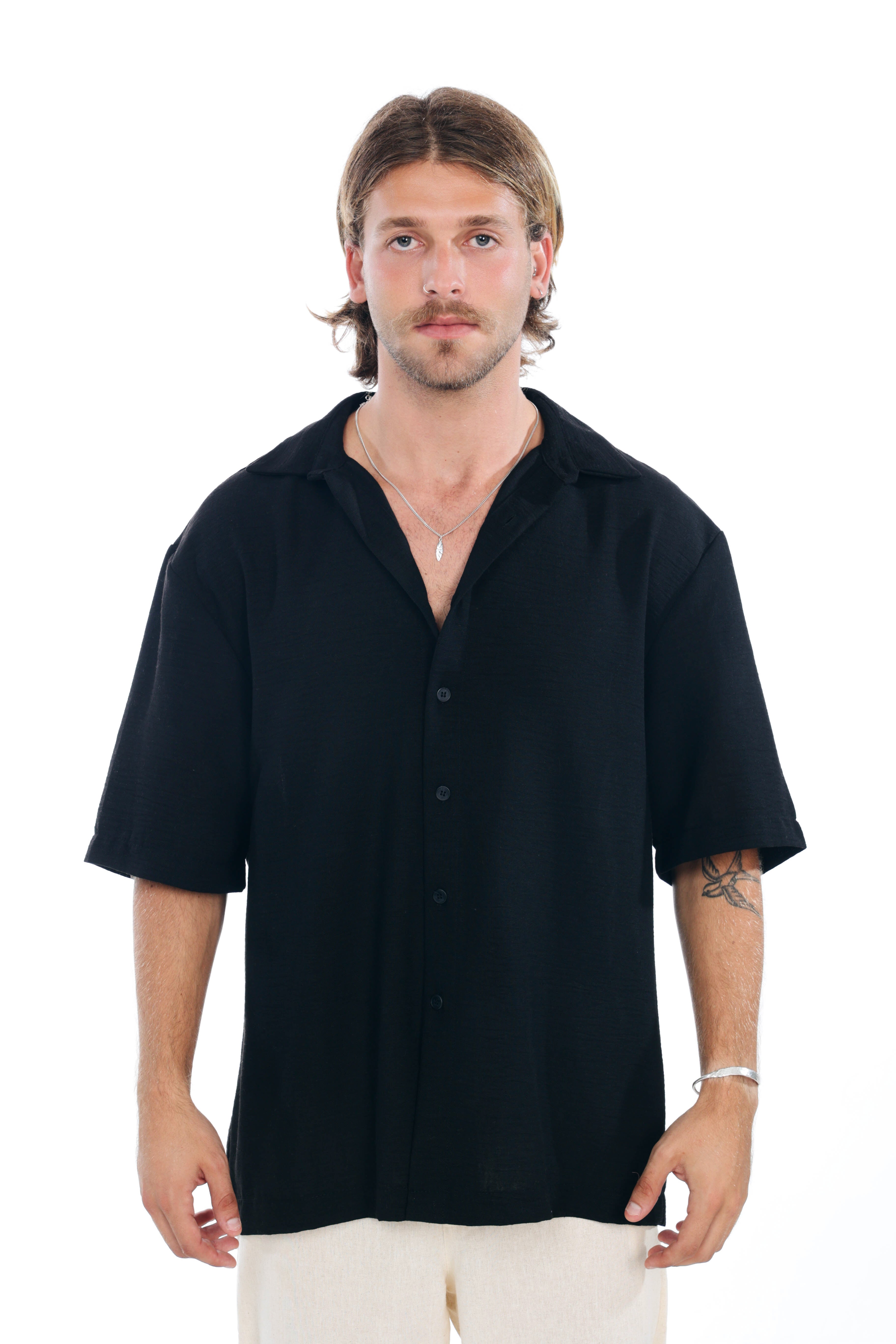 Black Linen Oversized Shirt
