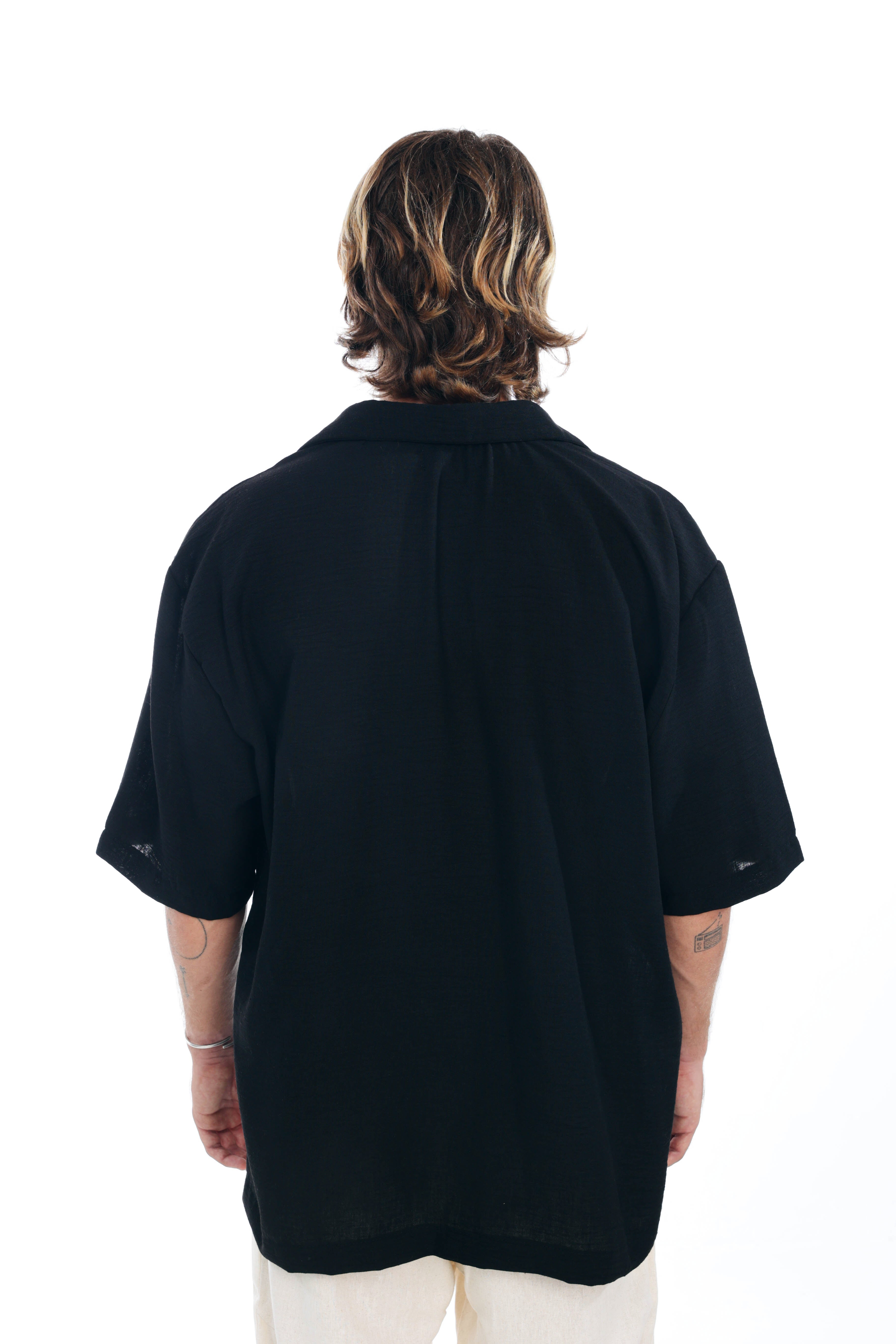 Black Linen Oversized Shirt