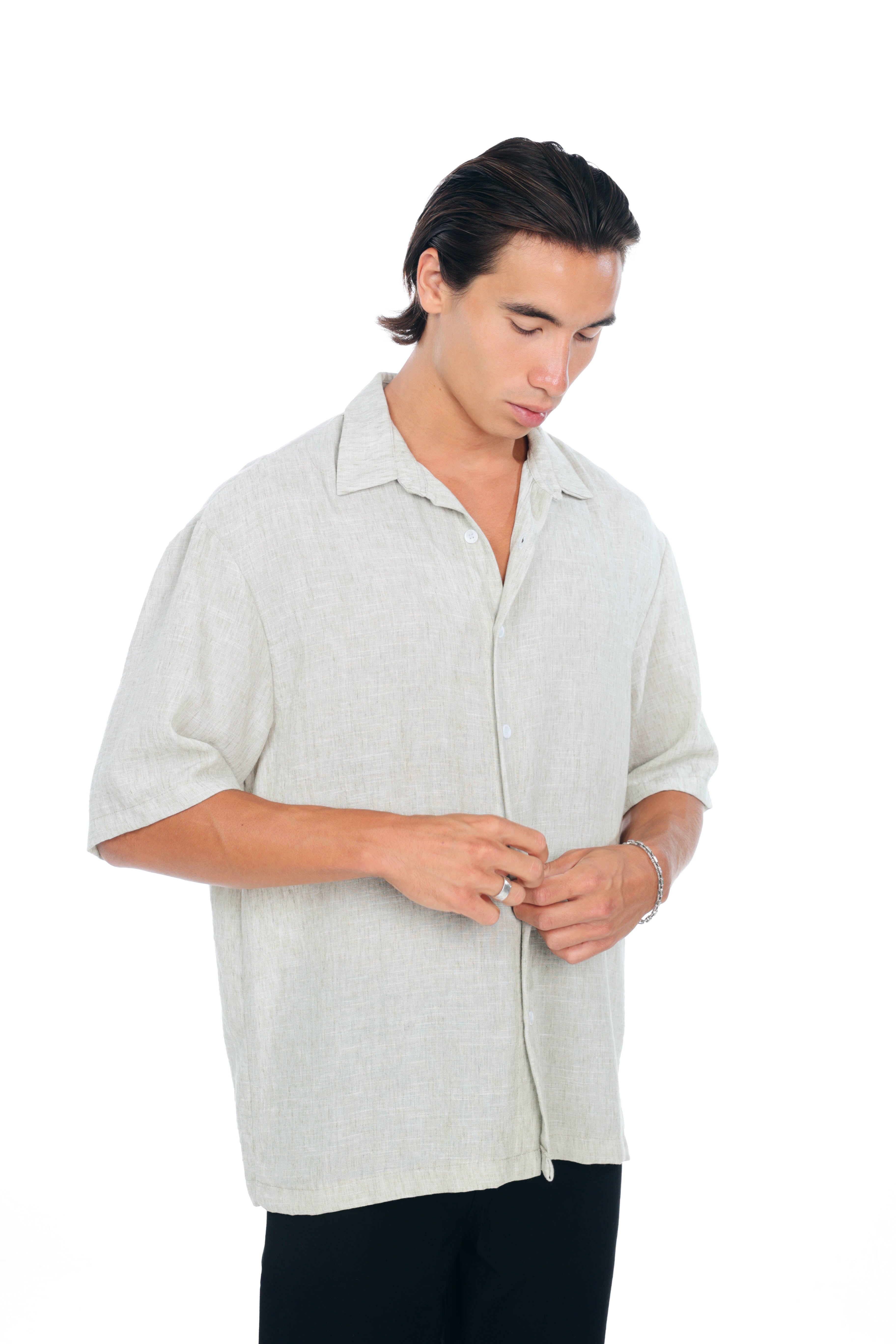 Green Oversized Linen Shirt
