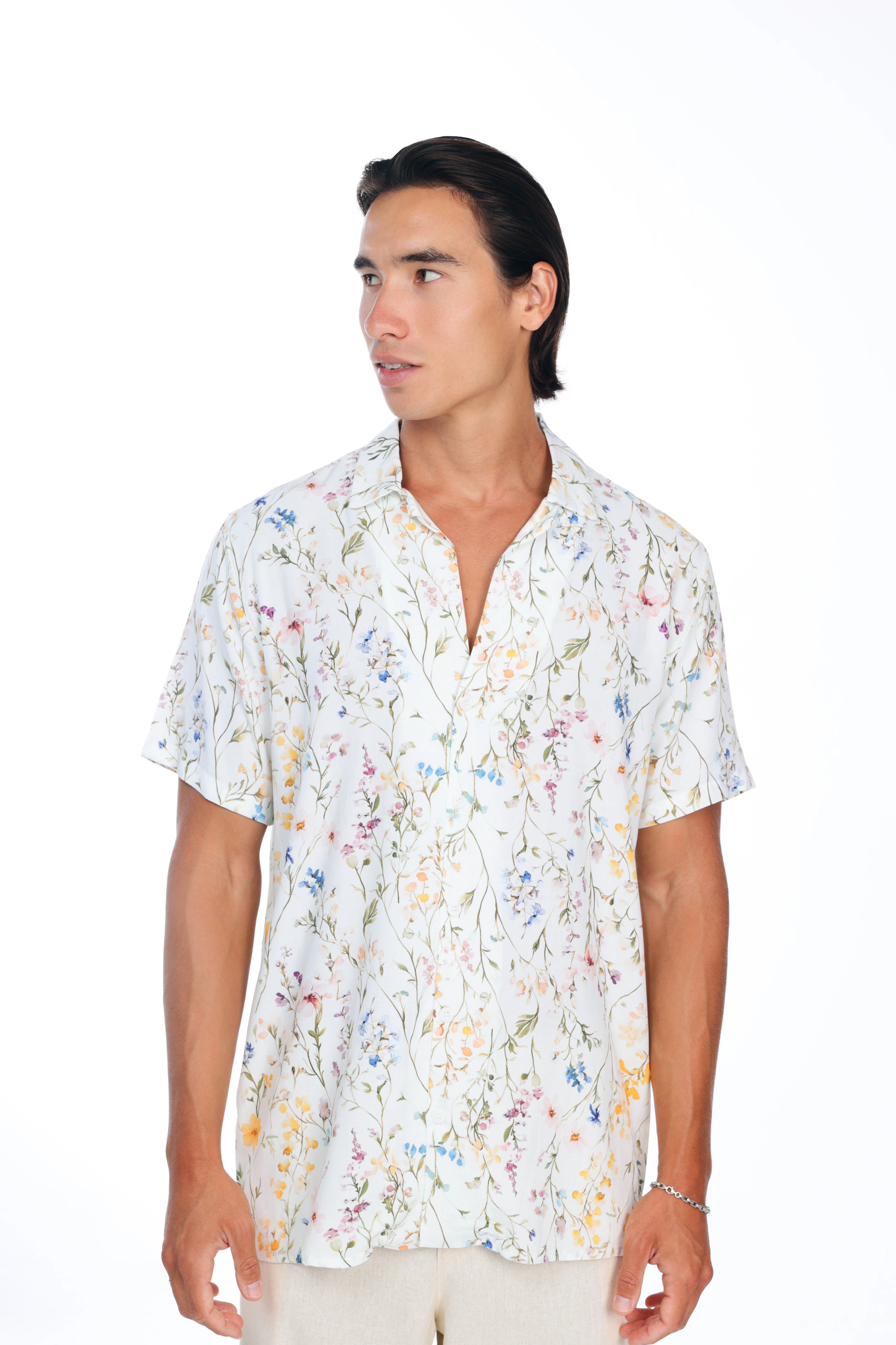 White Flowers Printed Shirt