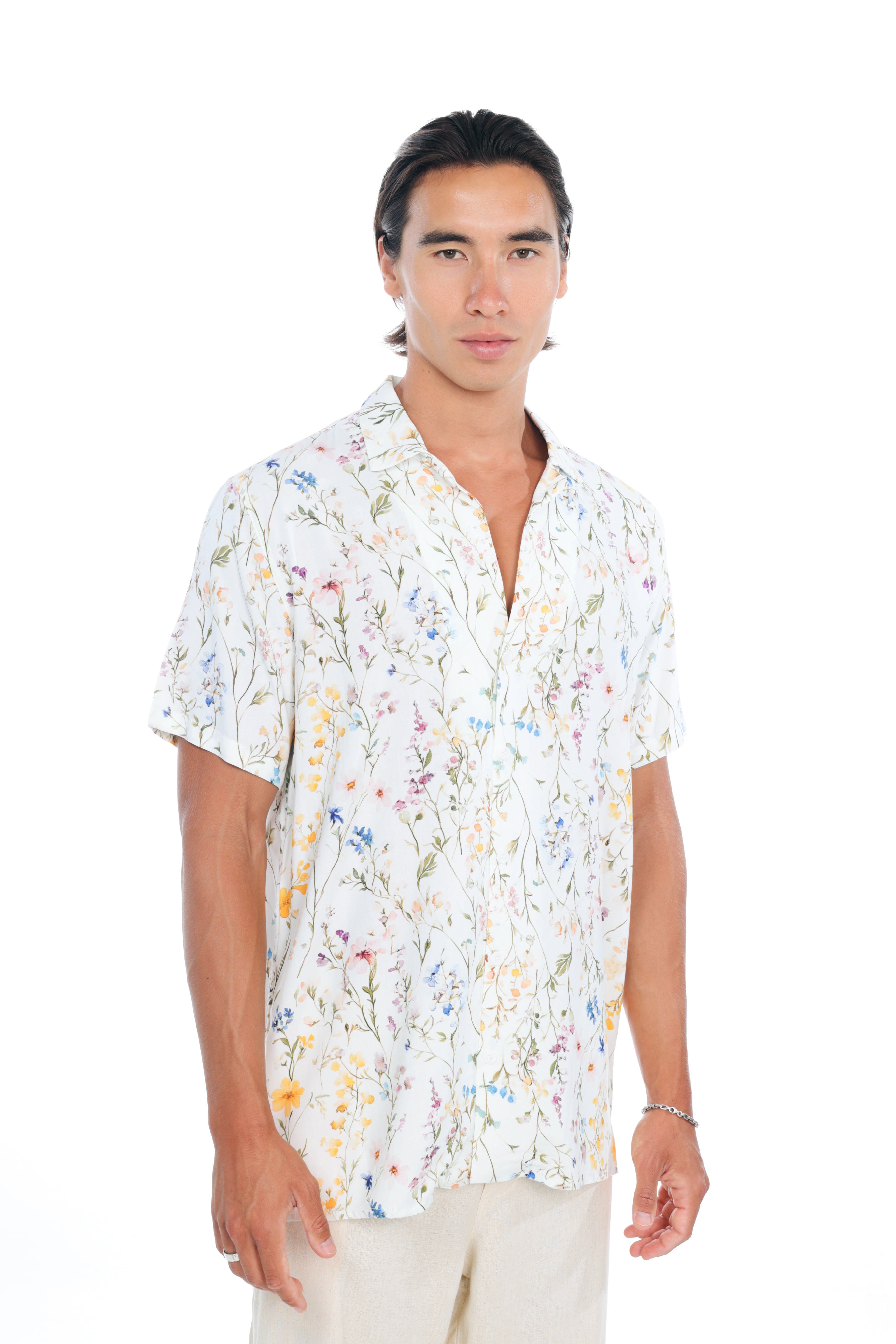 White Flowers Printed Shirt