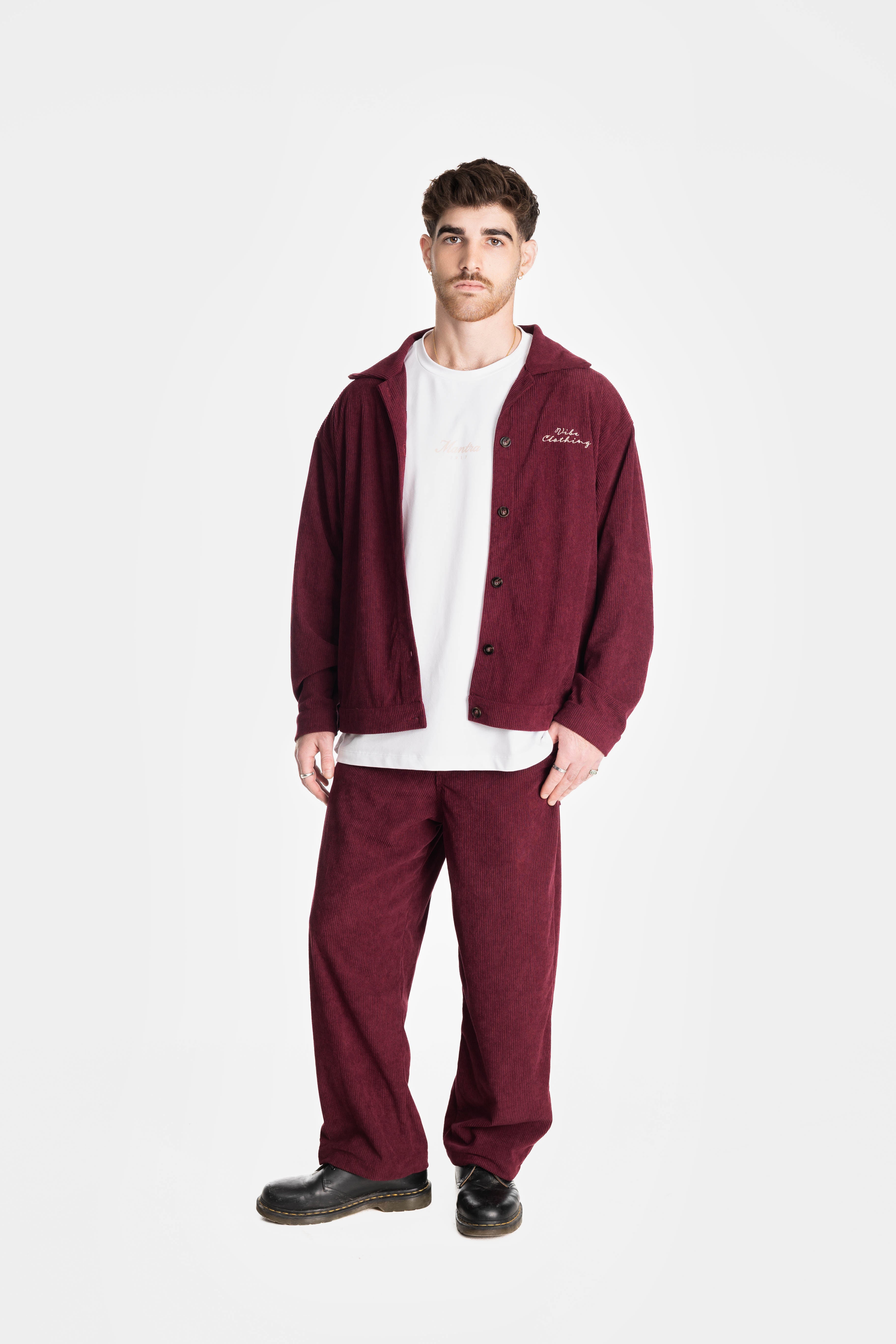Burgundy Loose Corduroy Jacket