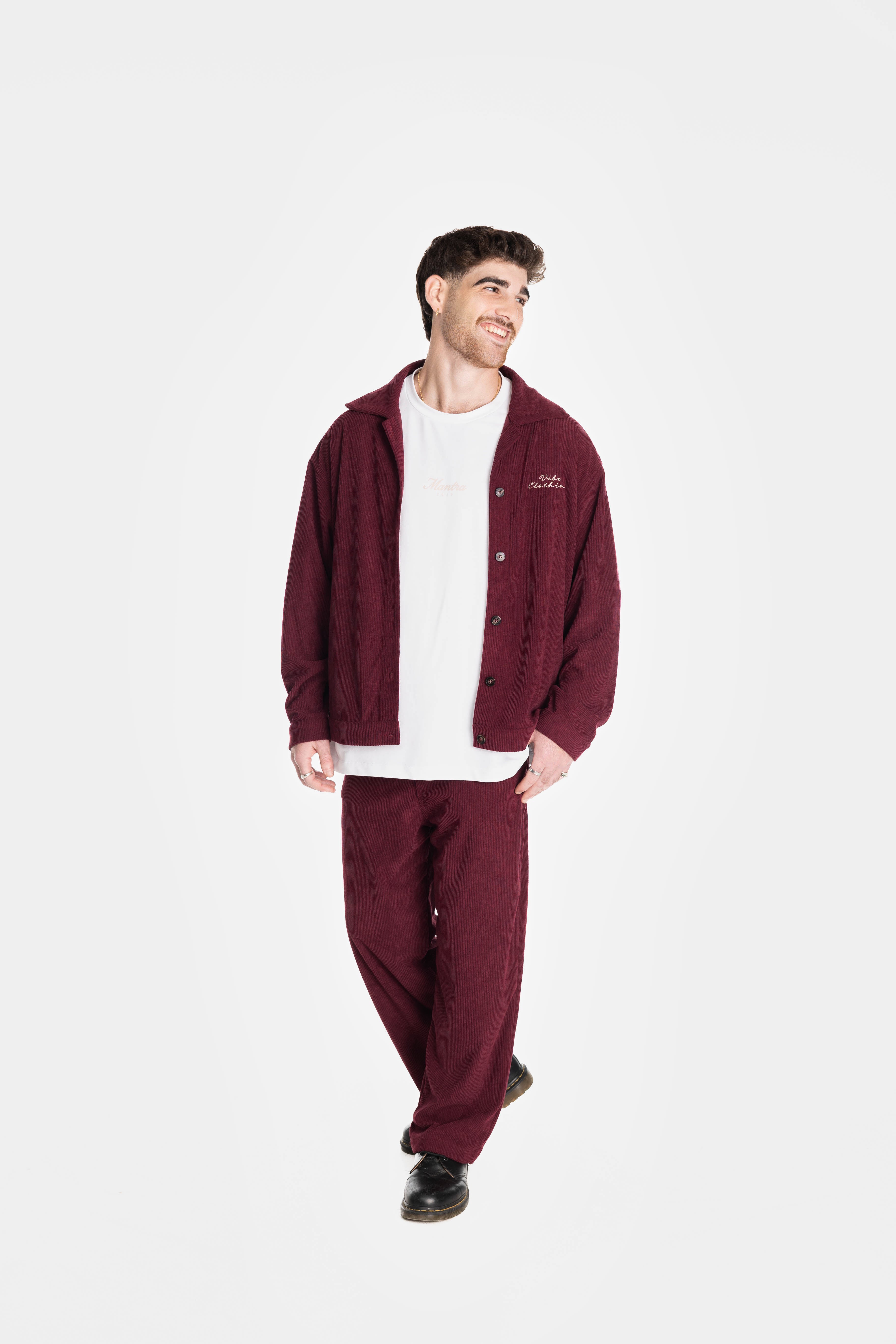 Burgundy Wide Leg Corduroy Pants