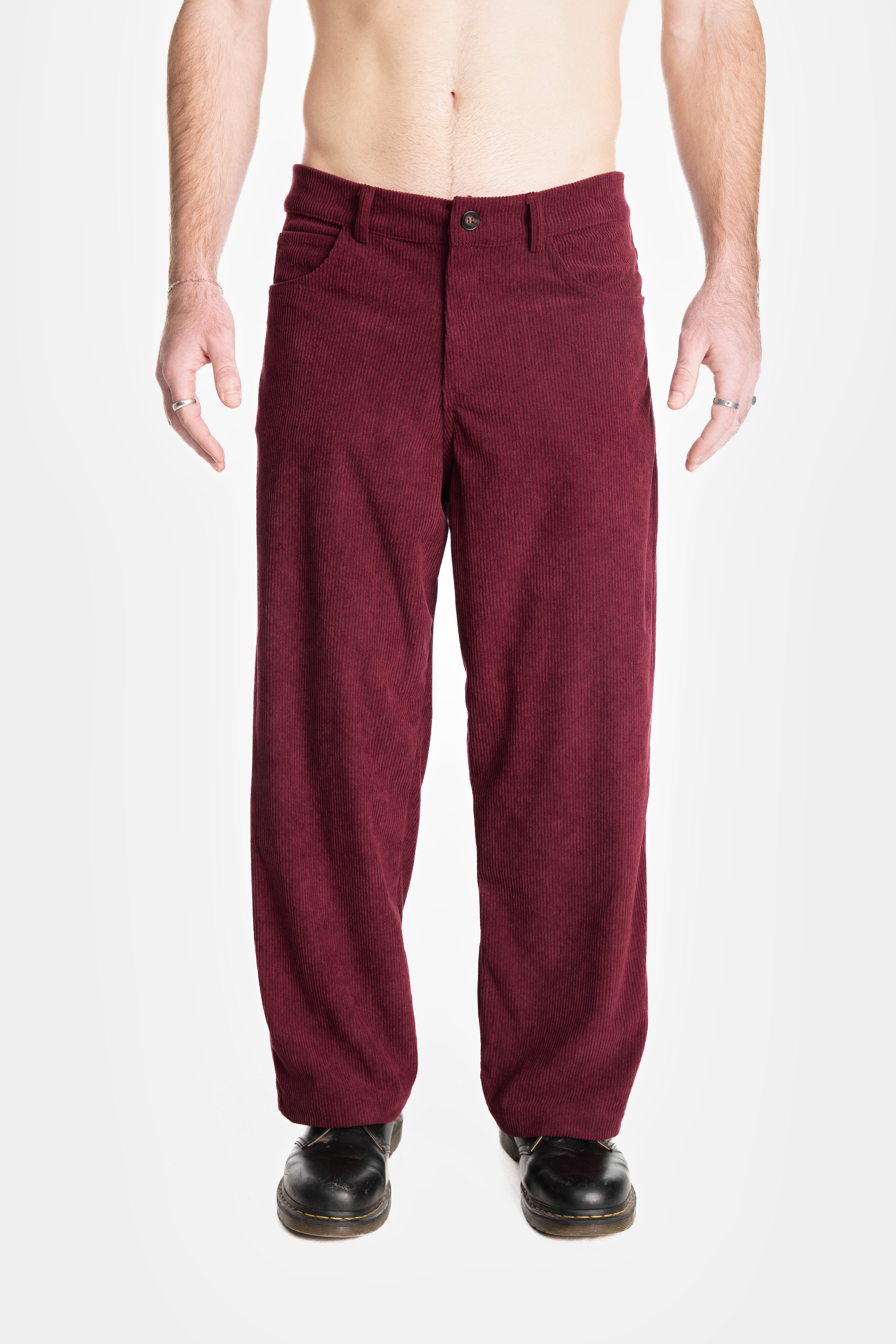 Burgundy Wide Leg Corduroy Pants