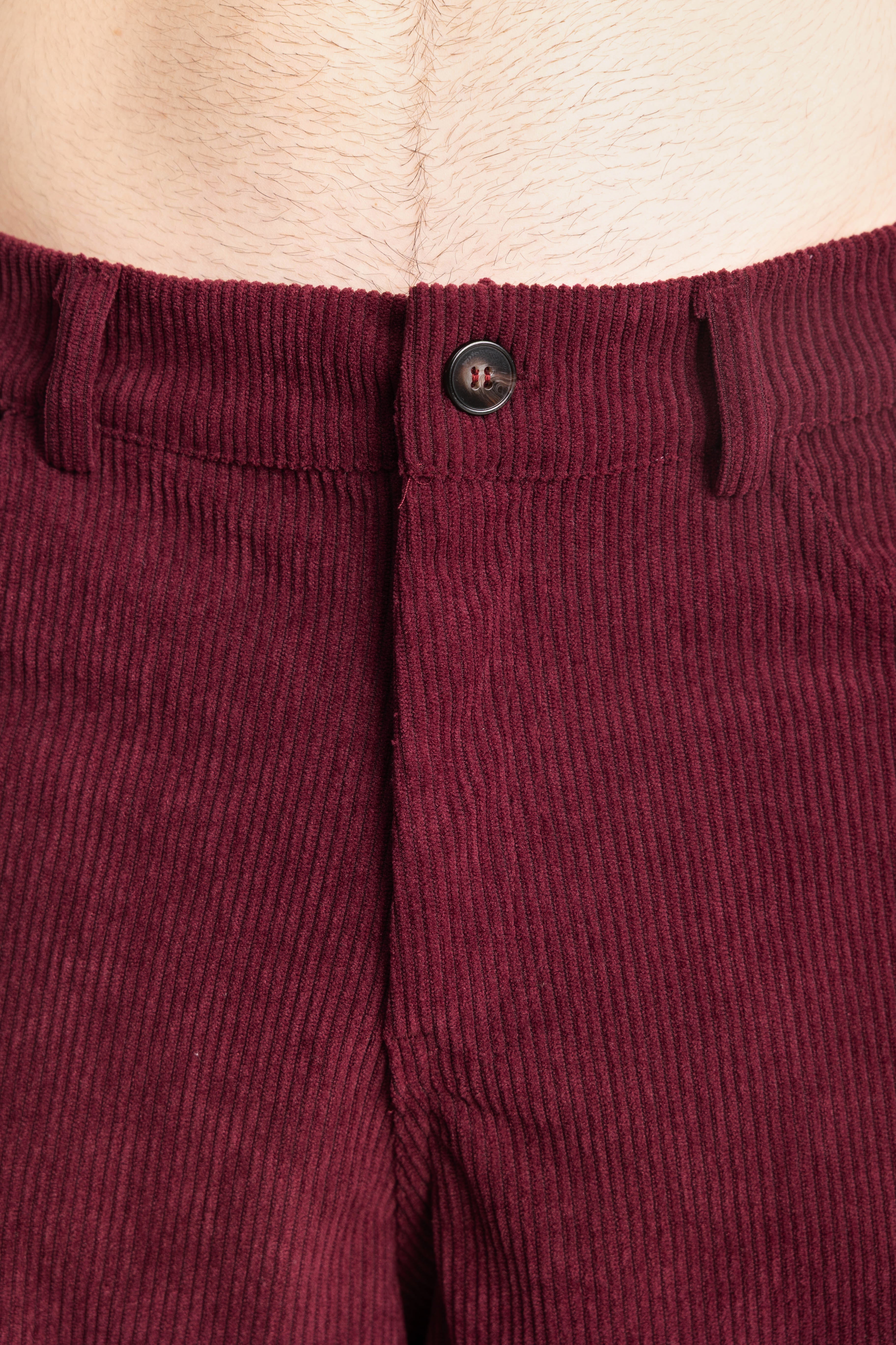 Burgundy Wide Leg Corduroy Pants