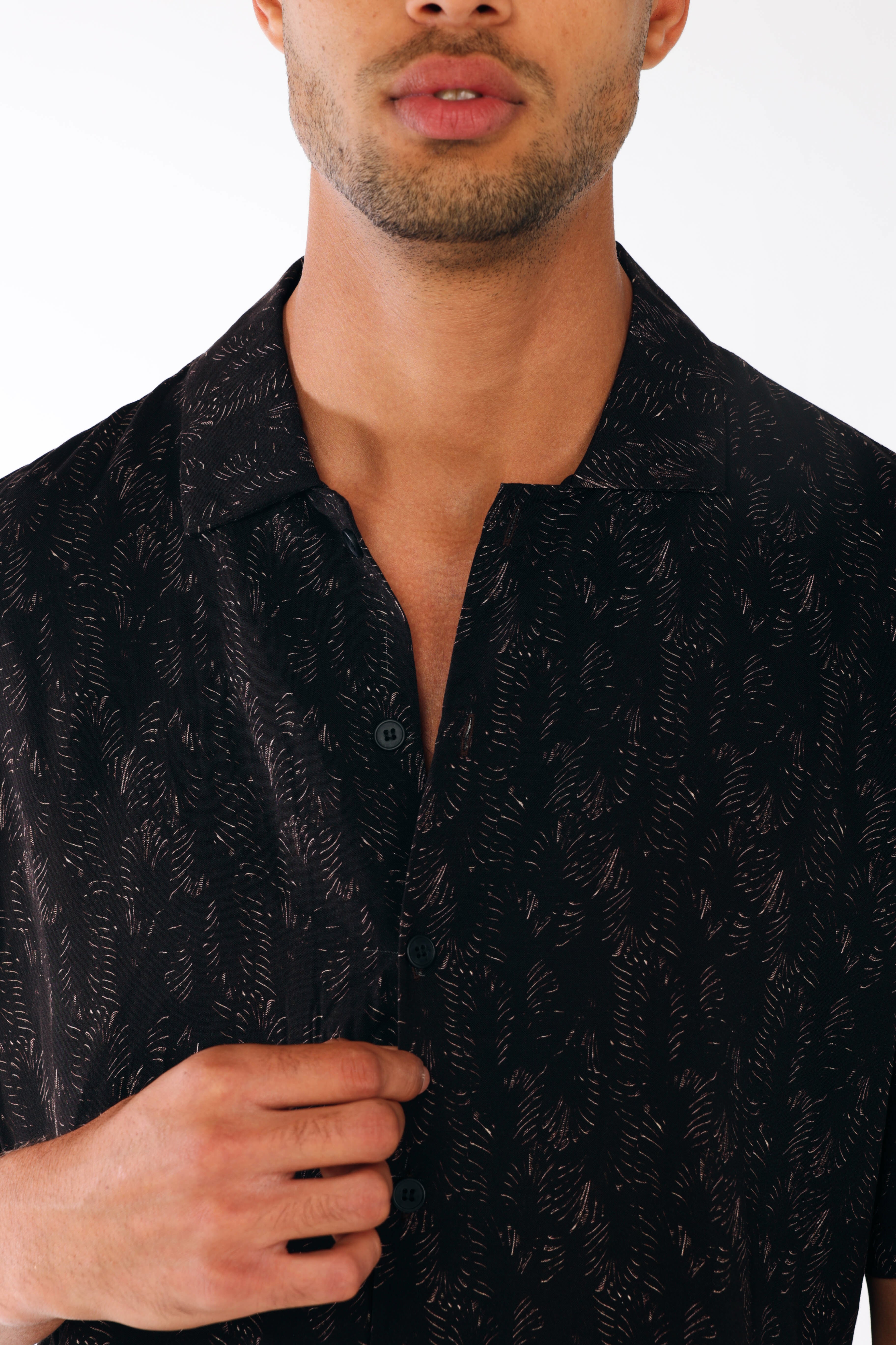 Black thin stripes printed shirt