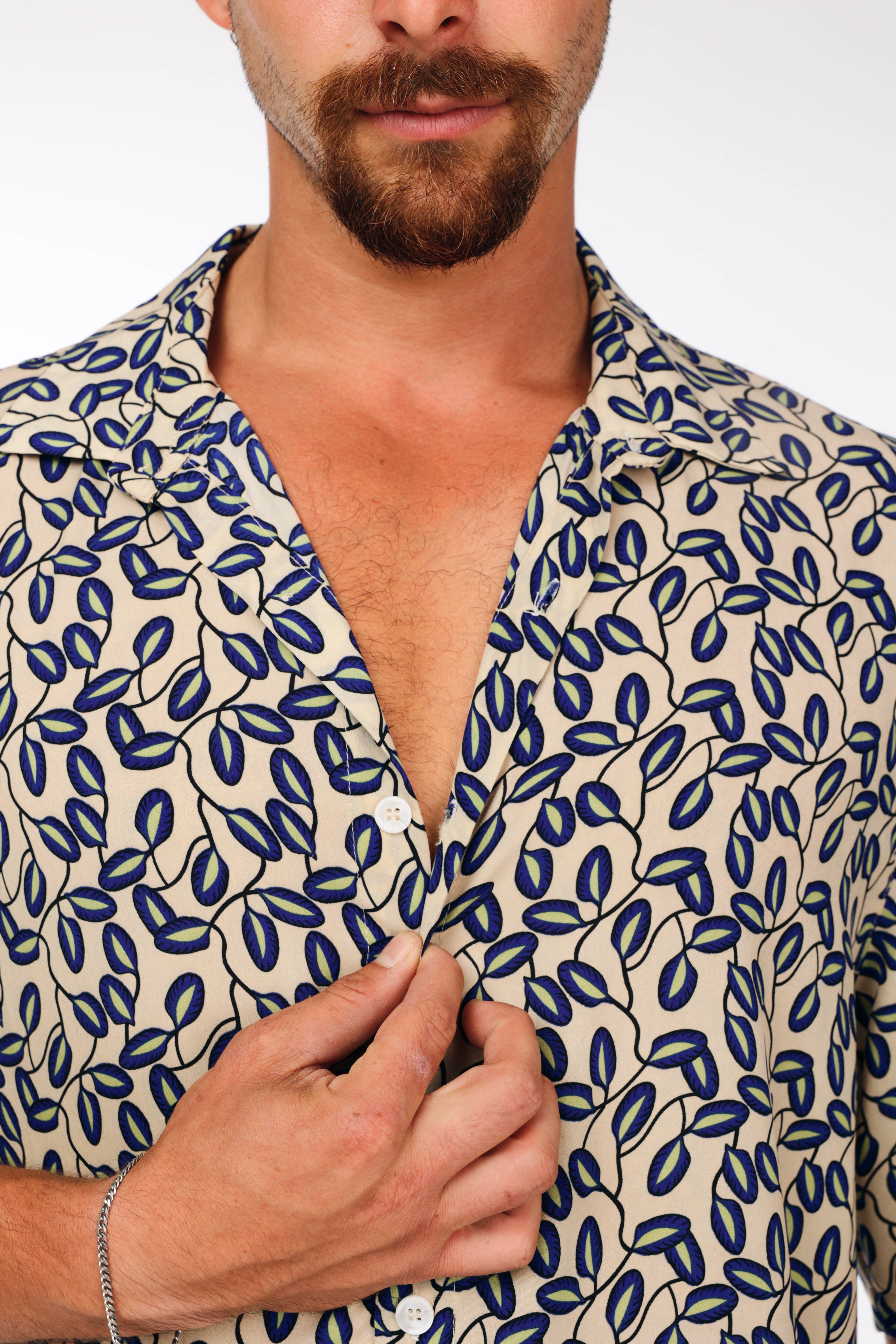 Teal leaves oversized  shirt print