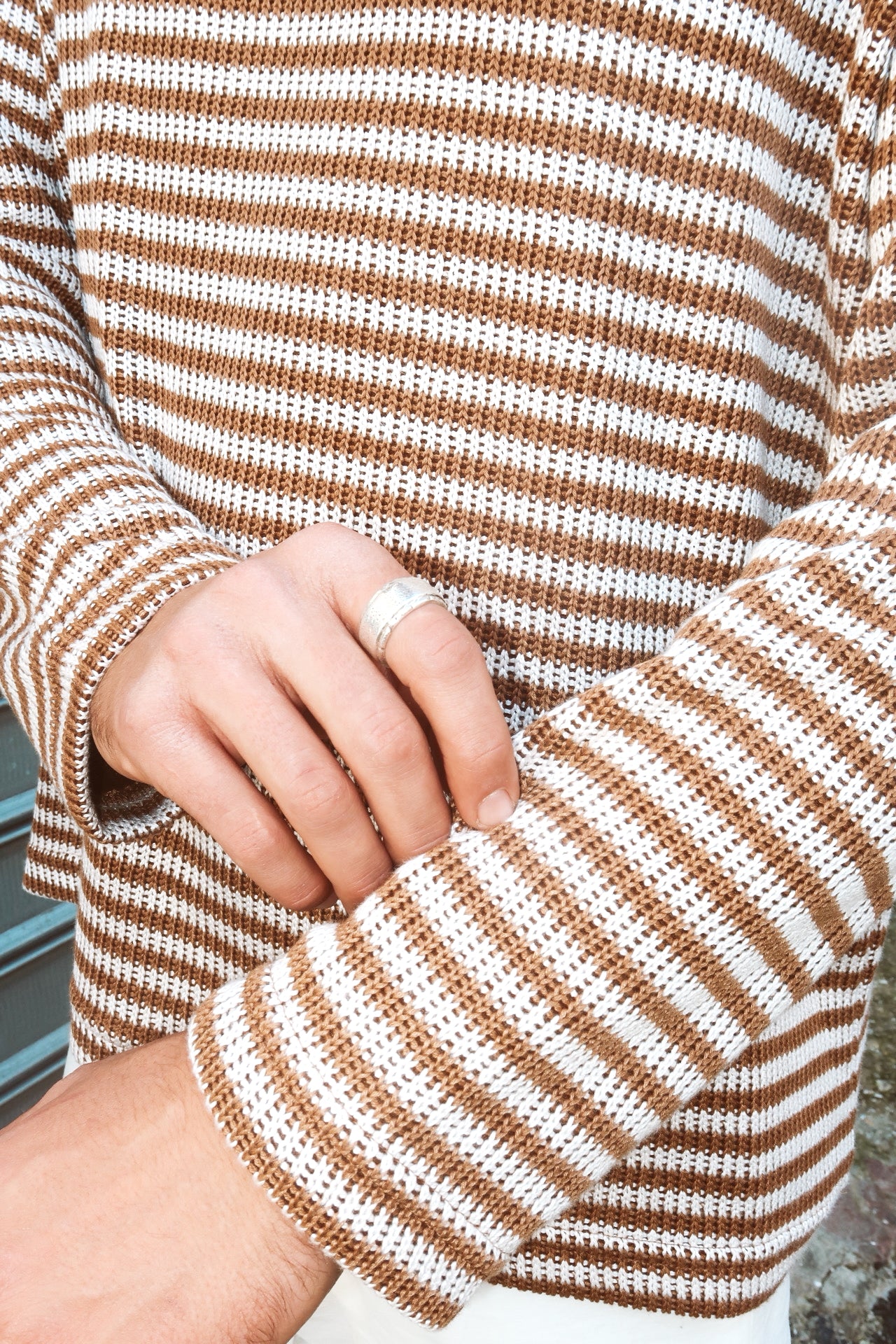 Brown & White Stripe Oversize Knit