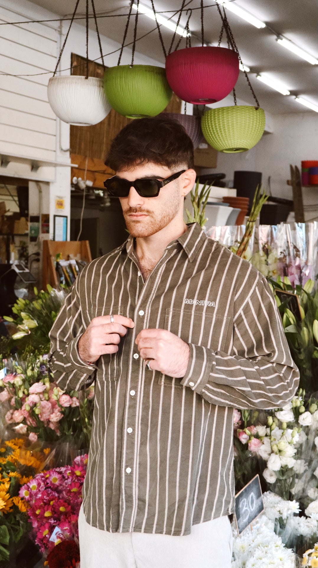 Olive Stripe Oversize Shirt