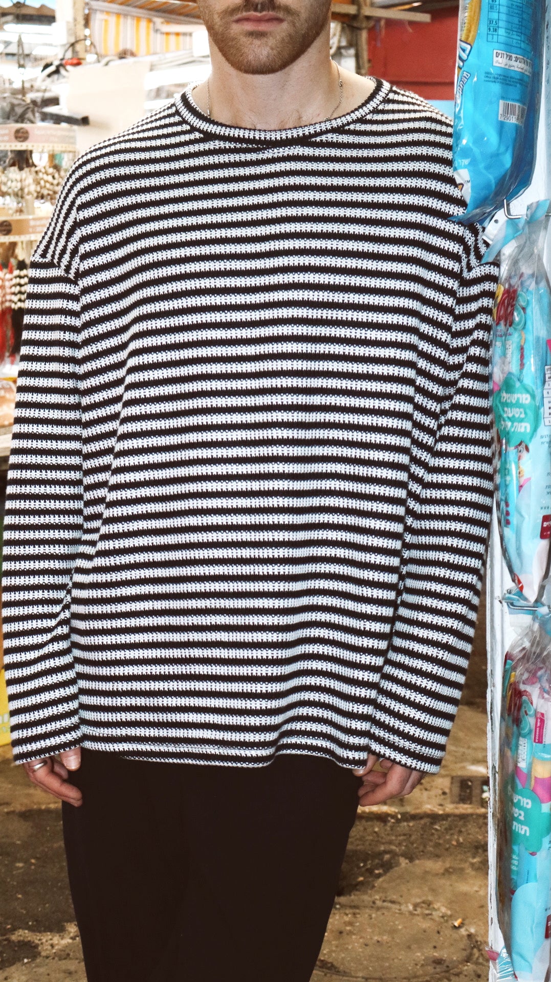 Black & White Stripe Oversize Knit
