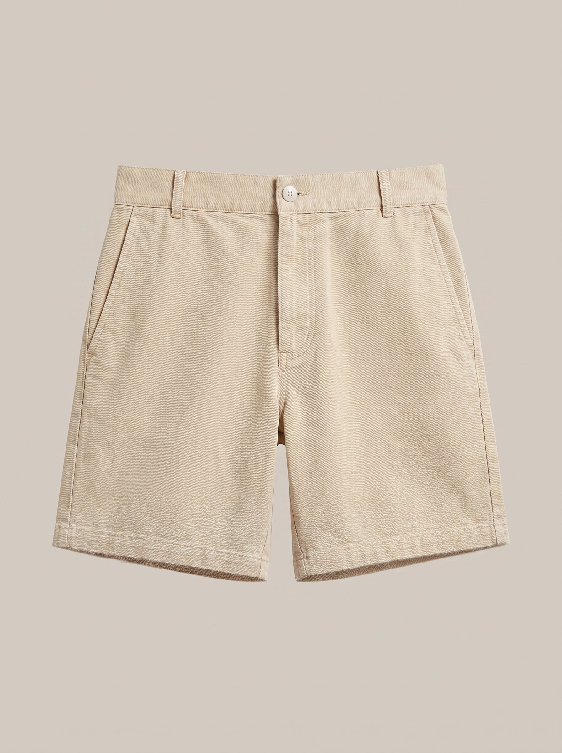 Beige Drill Shorts
