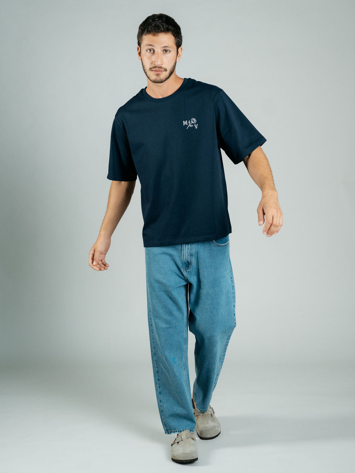 Navy Oversized Printed T-Shirt