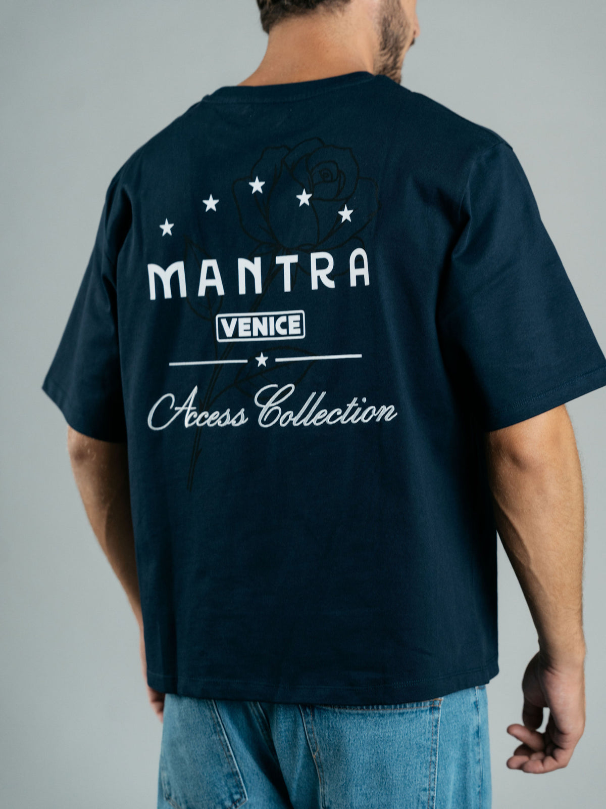Navy Oversized Printed T-Shirt