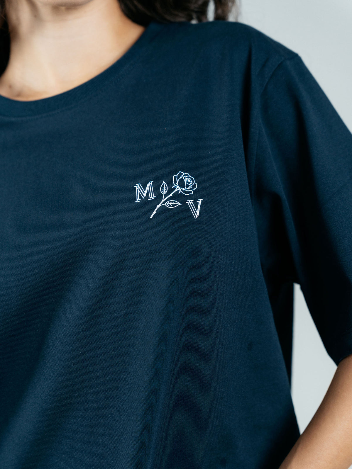 Navy Oversized Printed T-Shirt